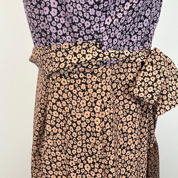 Anthropologie Hutch Elma High Low Wrap Dress color block floral print Small - Picture 9 of 11